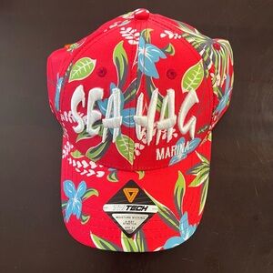 Red Floral 'SEA HAG' Marina Baseball Cap pukka tritech